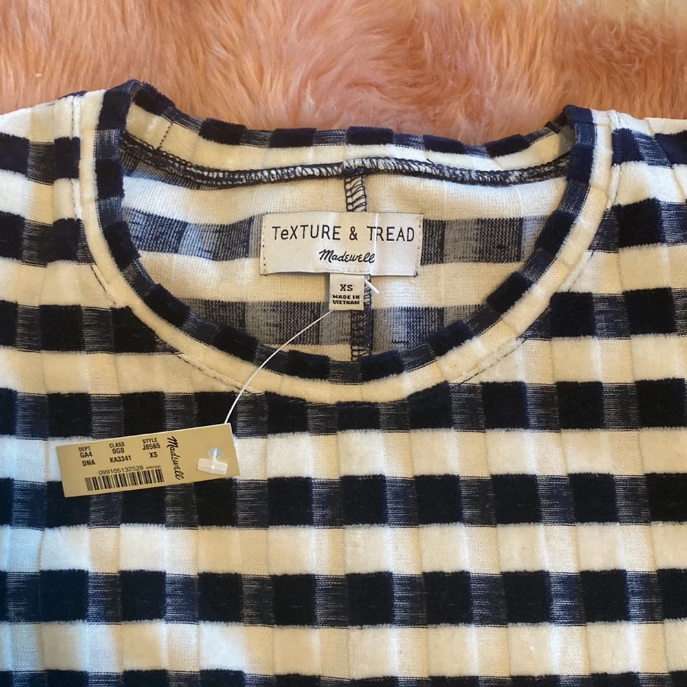 Madewell Texture & Thread Velvet Striped Tee Dress blue white - Picture 5 of 7